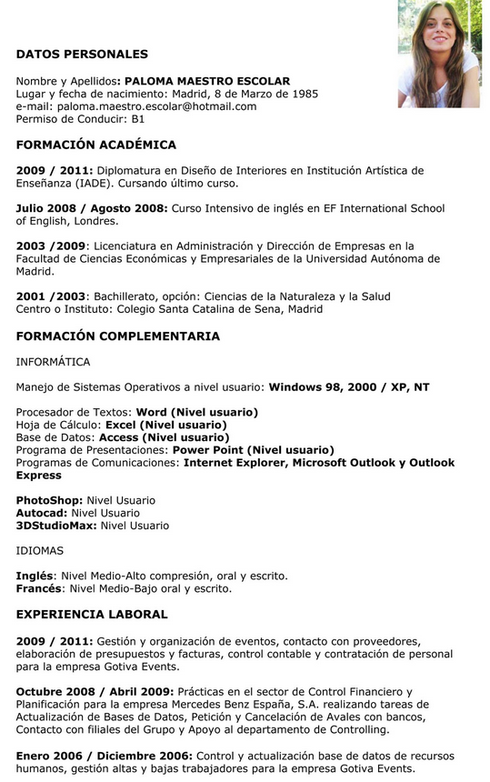 Ejemplo de curriculum